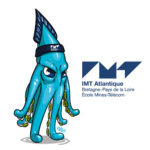 Mascotte calamar bleu ecole IMT Atlantique