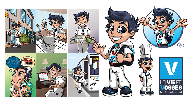 Concept de mascotte et mises en scène pour le département des Vosges