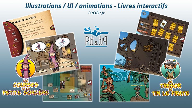 Illustrations et interface pour livres interactifs