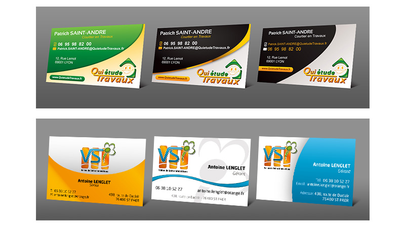 Exemples de propositions de cartes de visites horizontales