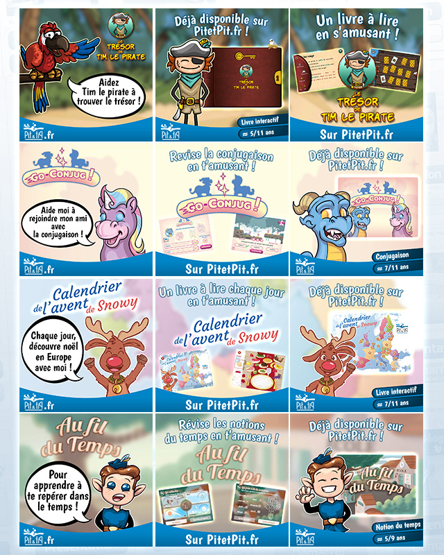 Visuels pour publications sur les réseaux sociaux formats carrés