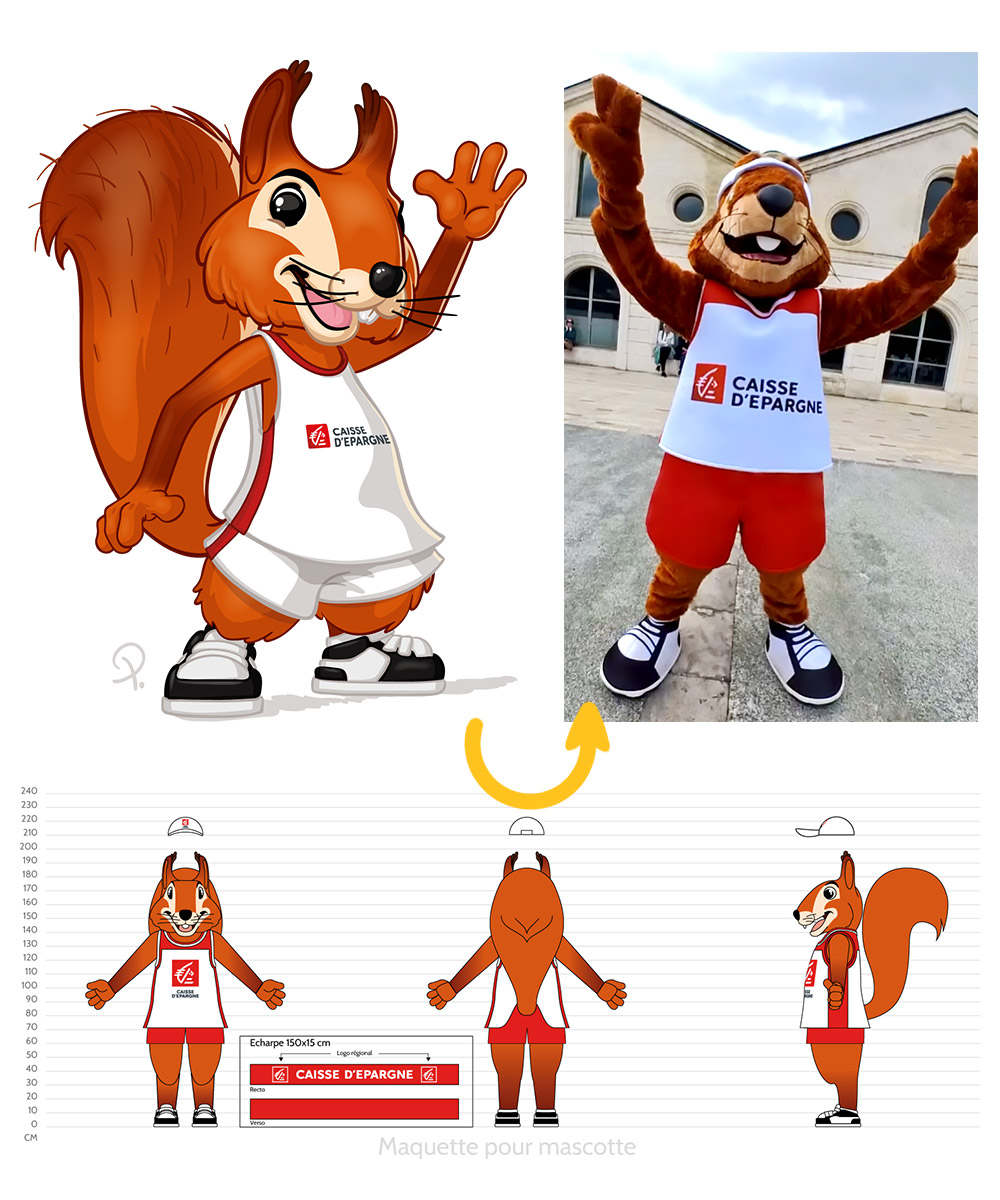 exemple de maquette de mascotte pour confection de costume de mascotte